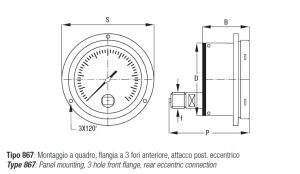 TE.MA. MBS860 Solid front type pressure gauge